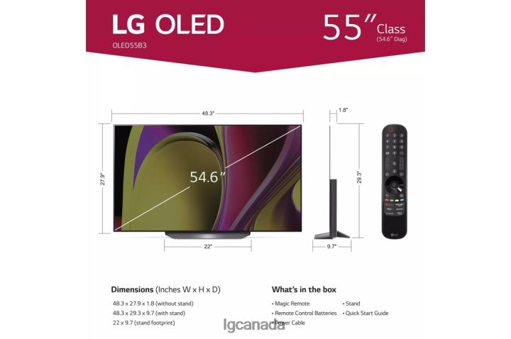 TV| LG 55 Inch Class B3 series OLED 4K UHD Smart webOS 23 w/ ThinQ AI TV 2Z0J0281
