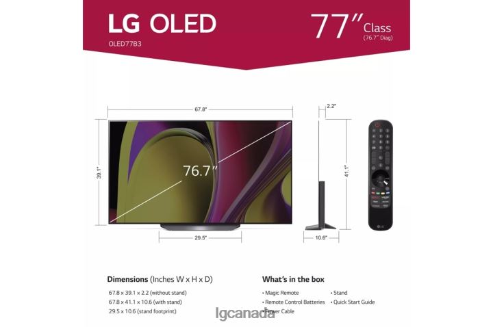 TV| LG 77 Inch Class B3 series OLED 4K UHD Smart webOS 23 w/ ThinQ AI TV 2Z0J0250
